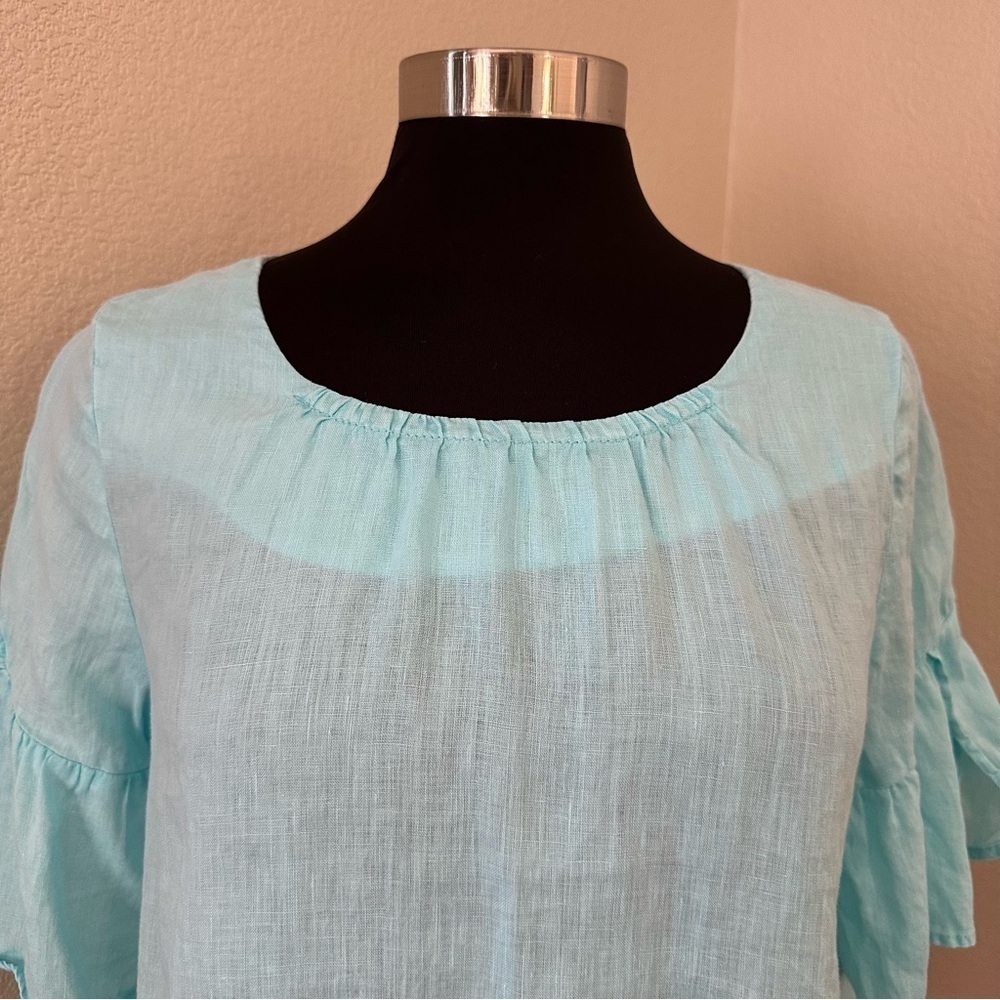Sundance 100% Linen Teal Willa Whisper Blouse Size S - Picture 3 of 11